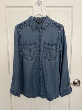 Express Boyfriend Chambray Denim Shirt